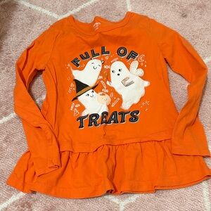 Orange Halloween Ghost Long Sleeve Shirt